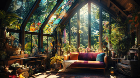 Interior of a Buddhist templeの素材