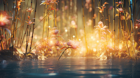Beautiful pink flowers in a pond.の素材