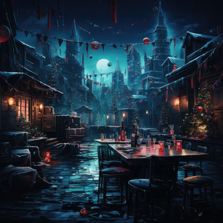 Mysterious night in the Chinese village.の素材