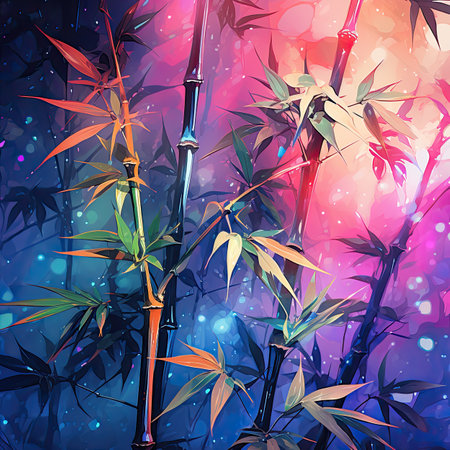 Bamboo background with watercolor splashes.の素材
