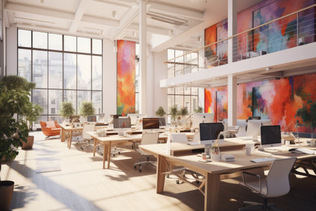 Modern coworking office interior. Workplace concept.の素材