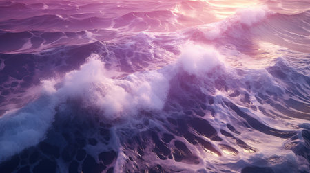 abstract ocean background with waves and sunbeamsの素材