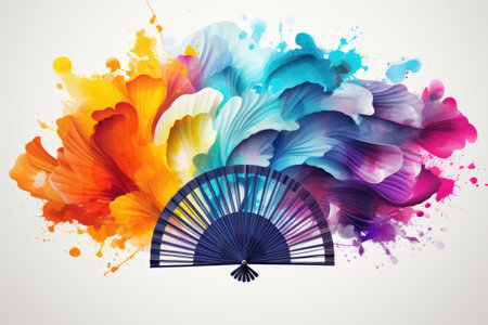 Colorful background with fan and blots. Vector illustration for your designの素材
