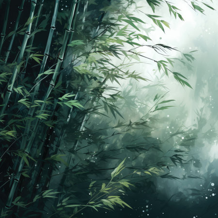 Bamboo forest with fog in the morningの素材