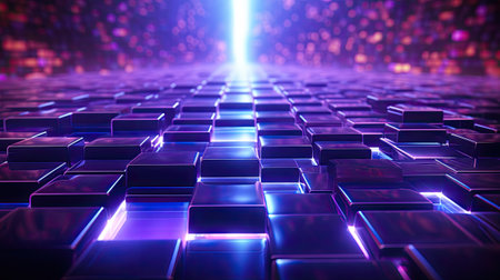 abstract background, square shape, neon lights, technology, virtual realityの素材