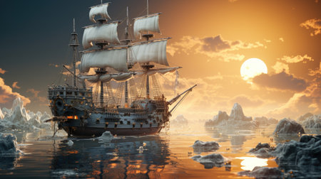 sailing boat in the seaの素材