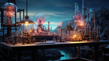 3D illustration of science fiction scene. 3D CG. High resolution.の素材