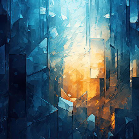 Abstract blue, orange and yellow background.の素材