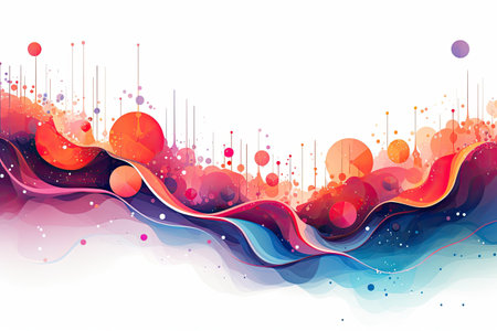 Abstract colorful background with waves and lines.の素材