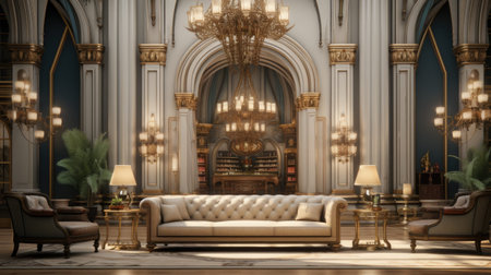 Luxury interior of a living room.の素材