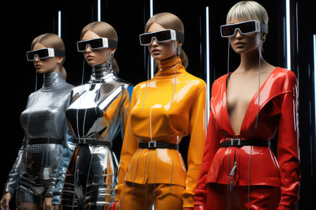 a female mannequins wearing futuristic clothesの素材