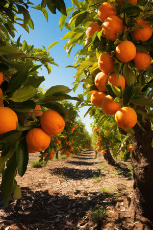 Orange trees with ripe tangerinesの素材