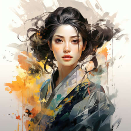 Fashion portrait of a beautiful asian woman.の素材