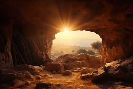 Cave in the desert at sunset. Egypt.の素材