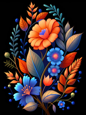Floral ornament in Ukrainian folk styleの素材