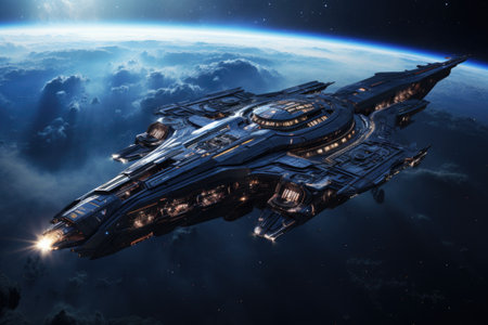 3D CG rendering of space ship. 3D CG. High resolution.の素材