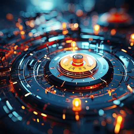 3D rendering of futuristic HUD. Sci-fi background. Futuristic technology concept.の素材