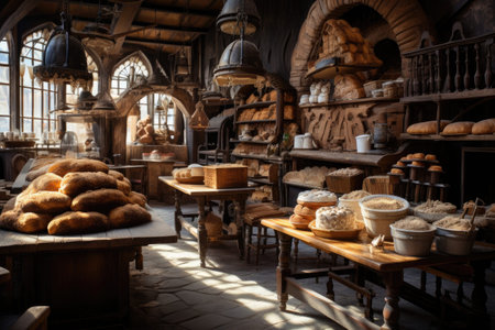 Bread shop in the old city of Lviv, Ukraine.の素材