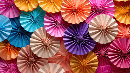 Colorful paper umbrellas background, 3d rendering. Computer digital drawing.の素材