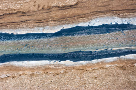 Aerial view of the Dead Sea salt pools and Ein boqeqの写真素材