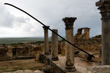 Volubilis near Meknes in Morocco. Volubilis is a partly excavated Amazigh, then Roman city in Morocco situated near Meknes, the ancient capital of the kingdom of Mauritania.の写真素材