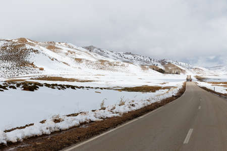 Atlas Mountains in Morocco with snow in spring time around Easter timeの写真素材