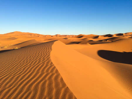 Sahara dunes in Merzouga, Africa, the grand Dune of Merzougaの写真素材