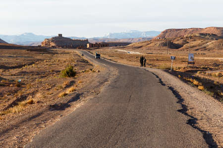 Ait Benhaddou,fortified city, kasbah or ksar, along the former caravan route between Sahara and Marrakesh in present day Morocco. It is situated in Souss Massa Draa on a hill along the Ounila River.の写真素材