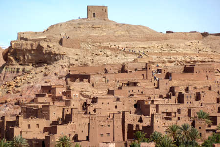Ait Benhaddou,fortified city, kasbah or ksar, along the former caravan route between Sahara and Marrakesh in present day Morocco. It is situated in Souss Massa Draa on a hill along the Ounila River.の写真素材