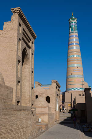 Oriental buildings of old city of Itchan Kala. Khiva, Uzbekistanの写真素材