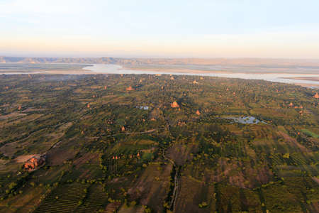 Temples and Pagodas of Bagan (Pagan) seen from above , Mandalay, Myanmarの写真素材