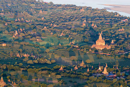 Temples and Pagodas of Bagan (Pagan) seen from above , Mandalay, Myanmarの写真素材
