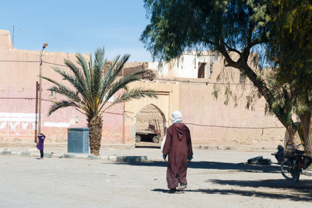 The fortified cities, kasbah or ksar, along the former caravan route between Sahara and Marrakesh in...