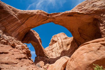 Double Arches in Arches National Park, USA. This double arches is located at the eastern part of Arches National Park near Turret Arches and Window Arches. This nature landscape reveals Utah landscapeの写真素材