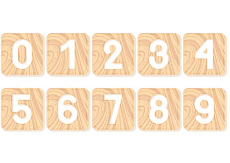 Numbers carved into wooden squaresのイラスト素材