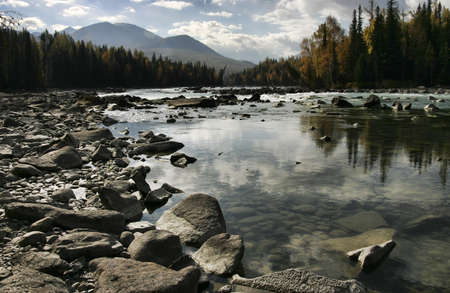 Kanas River, Xinjiang, Chinaの写真素材