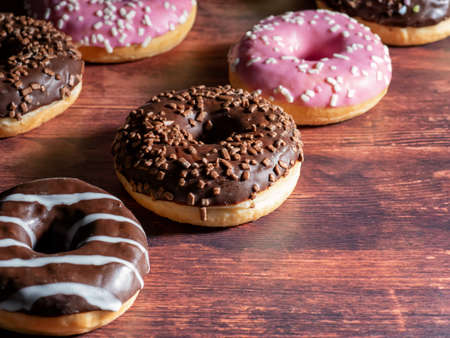 The doughnuts are freshly baked on a beautiful background.の写真素材