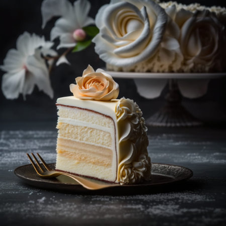Delicious piece of cake.Sweet vanilla cake. High quality illustrationの素材