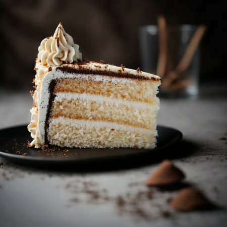 Delicious piece of cake.Sweet vanilla cake. High quality illustrationの素材