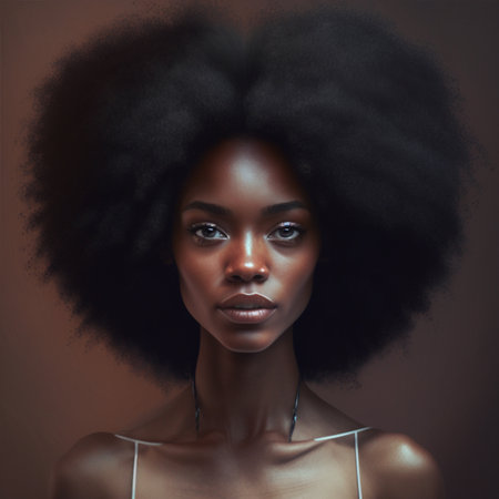 African-American woman with beautiful black hair. High quality illustrationの素材