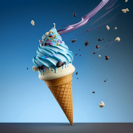 Ice cream cones floating in the air,Generative AI. High quality photo