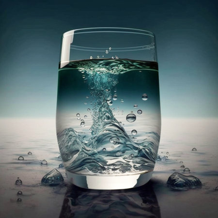 Clear water in a splash glass,Generative AI. High quality photoの素材