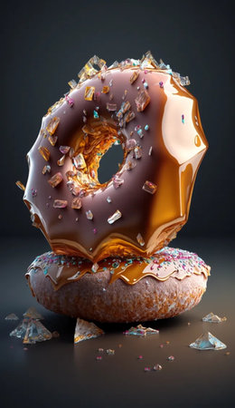 Sprinkled doughnut with multicoloured trimmings. High quality illustrationの素材