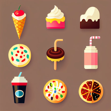 A large collection of different foodstuffs. High quality illustrationの素材