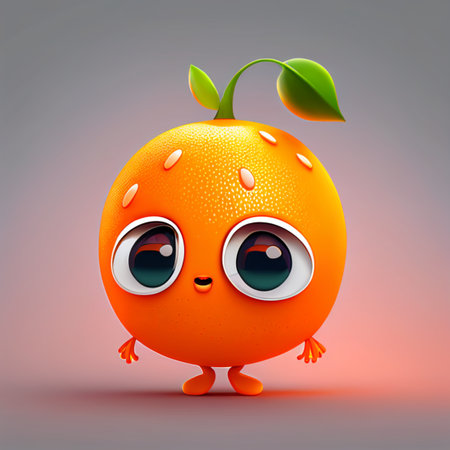 Orange with big eyes and small hands and feet. High quality photoの素材