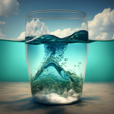 Clear water in a splash glass,Generative AI. High quality photoの素材