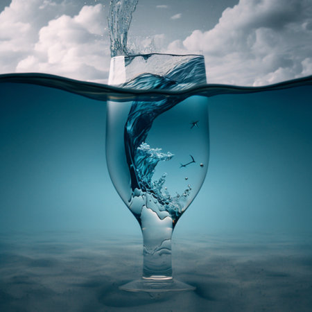 Clear water in a splash glass,Generative AI. High quality photoの素材