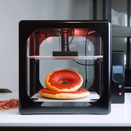 Food prepared by a 3D printer, Generative AI. High quality photoの素材