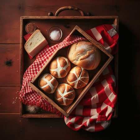 Butter and bread for breakfast, on a wooden board , Generative AI. high quality photoの素材