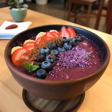 Assorted fruit in a wooden cup Generative AI. High quality photoの素材